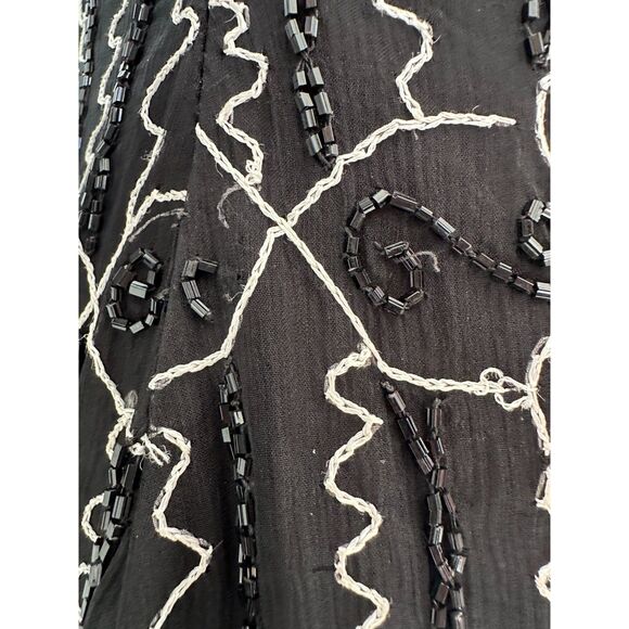 Vintage Laurence Kazar Black Beaded Art Deco Style Silk Cocktail Dress size L - Picture 9 of 12